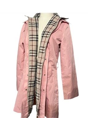 Burberry Pink Plaid-Lined Trench Coat